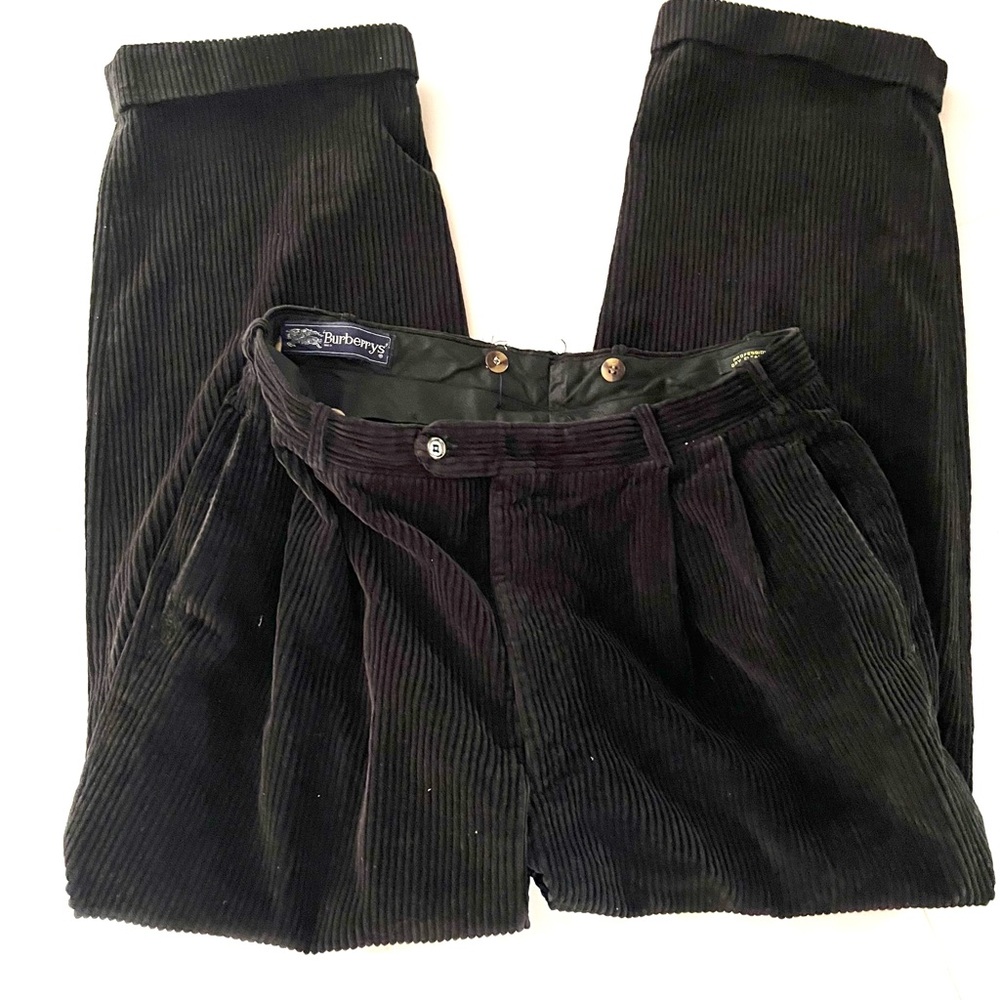 Burberry Vintage Black Wide Rib Corduroy Pants